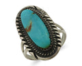 Navajo Ring 925 Silver Natural Kingman Turquoise Signed USA C.80's
