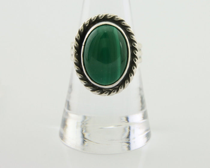 Navajo Ring 925 Silver Natural Malachite Native American Artist C.80's