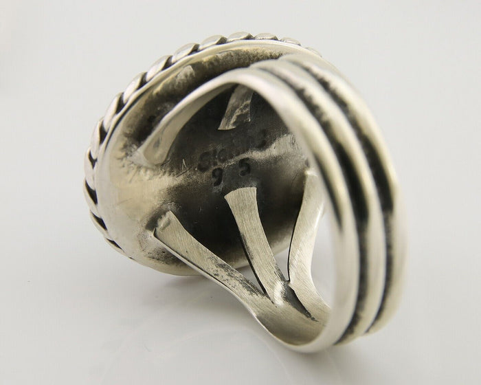 Navajo Ring 925 Silver Natural Malachite Native American Artist C.80's