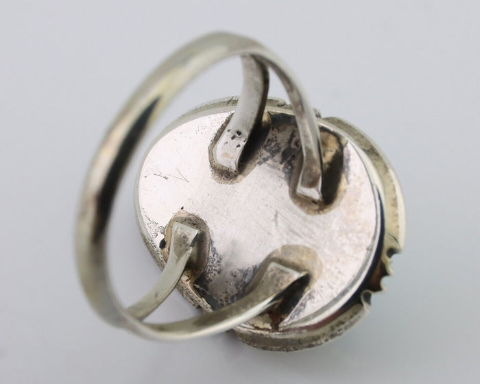 Navajo Ring 925 Silver Natural Mined Blue Turquoise Native American Artist C80s
