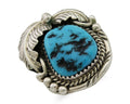 Navajo Ring .925 Silver Natural Slab Turquoise Artist Signed M. S. C.80's