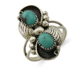 Navajo Ring 925 Silver Natural Slab Turquoise Artist Signed WR C.80's