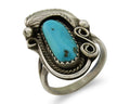 Navajo Ring .925 Silver Natural Slab Turquoise Signed Justin Morris C.80's