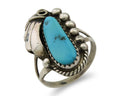 Navajo Ring .925 Silver Natural Slab Turquoise Signed Justin Morris C.80's