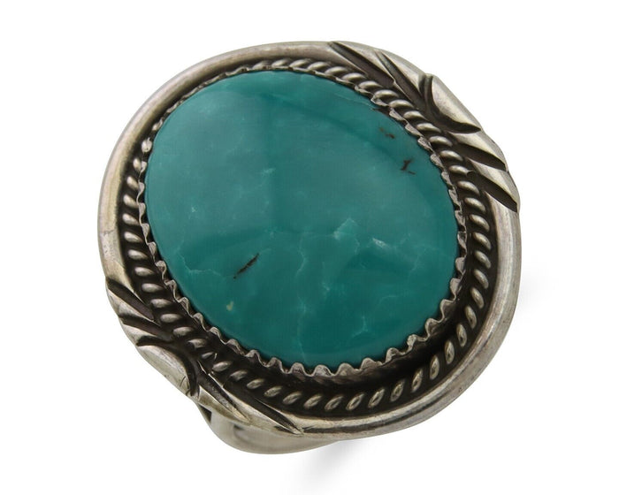 Navajo Ring 925 Silver Natural Spiderweb Turquoise Native Artist C.80's