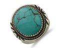Navajo Ring 925 Silver Natural Spiderweb Turquoise Native Artist C.80's