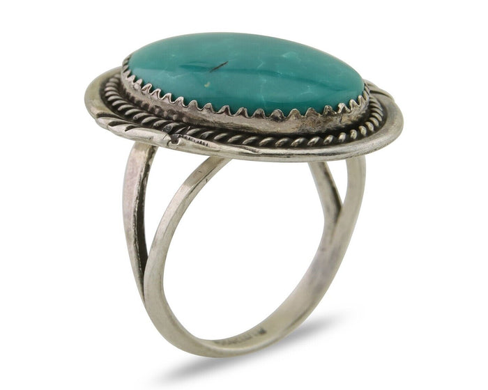 Navajo Ring 925 Silver Natural Spiderweb Turquoise Native Artist C.80's