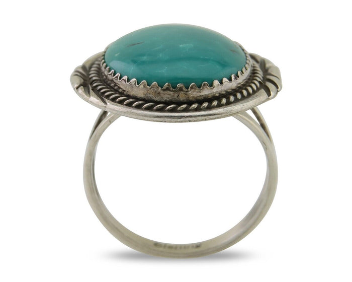 Navajo Ring 925 Silver Natural Spiderweb Turquoise Native Artist C.80's