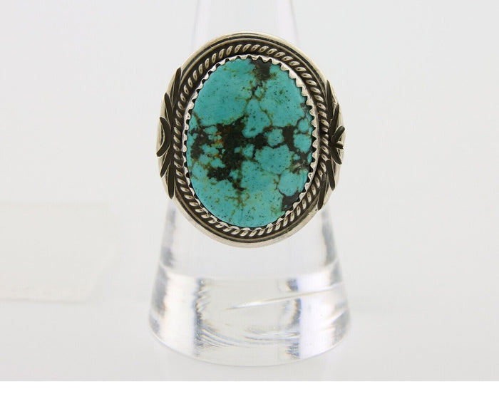 Navajo Ring 925 Silver Natural Spiderweb Turquoise Native Artist C.80's