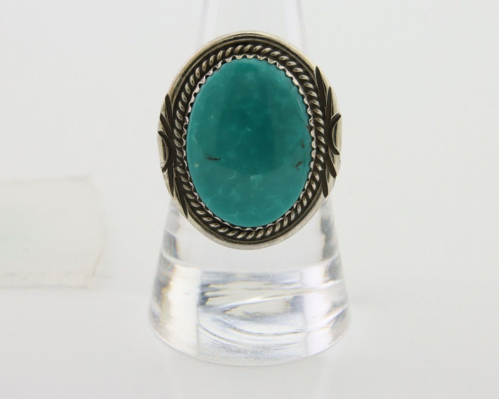 Navajo Ring 925 Silver Natural Spiderweb Turquoise Native Artist C.80's