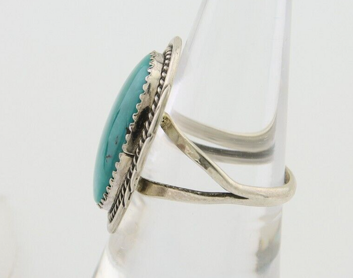 Navajo Ring 925 Silver Natural Spiderweb Turquoise Native Artist C.80's
