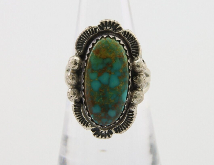 Navajo Ring 925 Silver Natural Turquoise Artist Signed Anna Begay C.80's