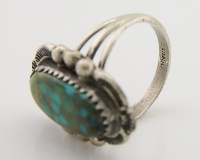 Navajo Ring 925 Silver Natural Turquoise Artist Signed Anna Begay C.80's