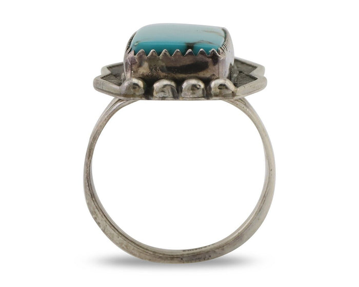 Navajo Ring 925 Silver Natural Turquoise Artist Signed D C.80's