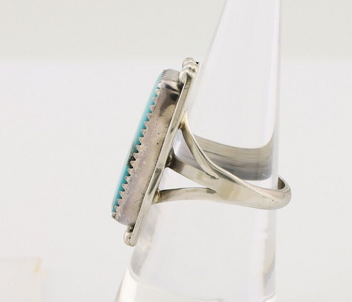 Navajo Ring 925 Silver Natural Turquoise Artist Signed D C.80's