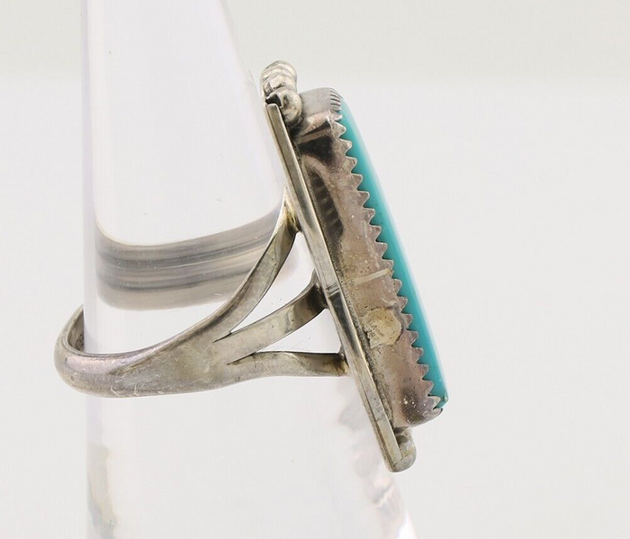 Navajo Ring 925 Silver Natural Turquoise Artist Signed D C.80's