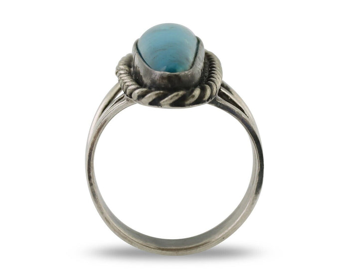 Navajo Ring 925 Silver Natural Turquoise Artist Signed JT C.80's