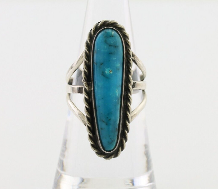 Navajo Ring 925 Silver Natural Turquoise Artist Signed JT C.80's