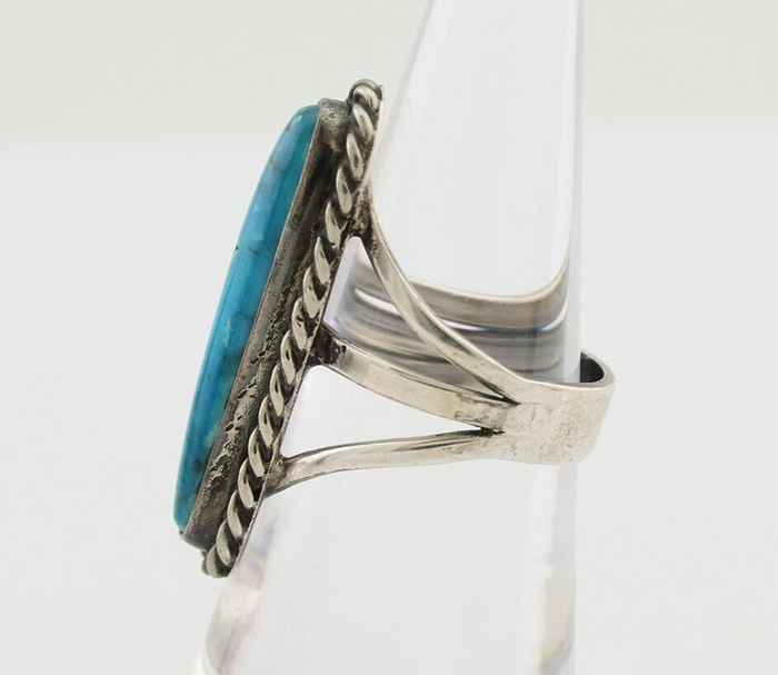 Navajo Ring 925 Silver Natural Turquoise Artist Signed JT C.80's