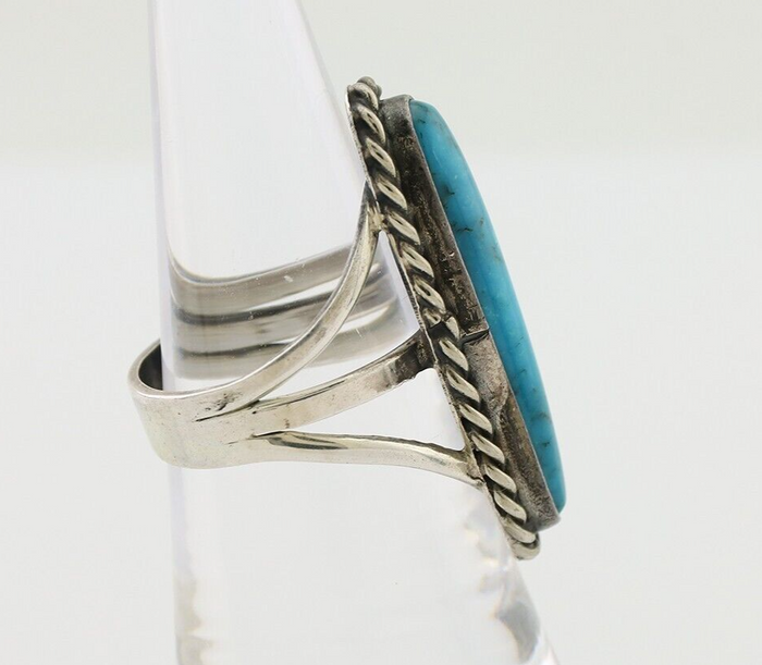 Navajo Ring 925 Silver Natural Turquoise Artist Signed JT C.80's