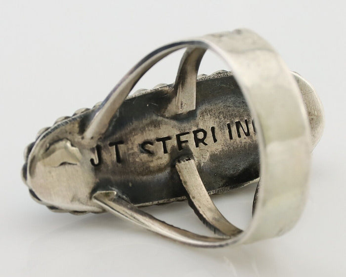 Navajo Ring 925 Silver Natural Turquoise Artist Signed JT C.80's