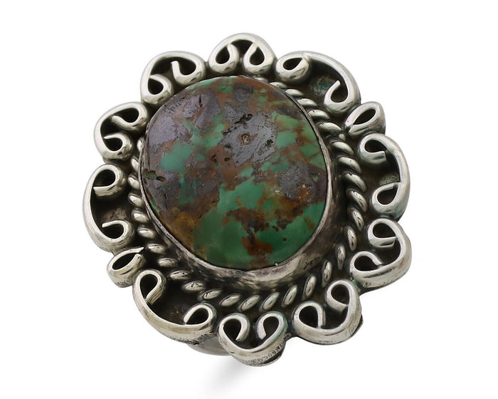 Navajo Ring 925 Silver Natural Turquoise Artist Signed M Size 6.25 C.80's