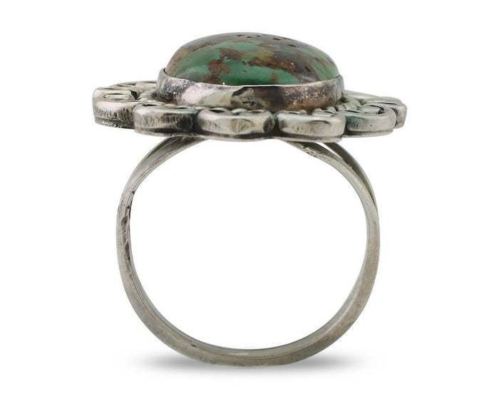 Navajo Ring 925 Silver Natural Turquoise Artist Signed M Size 6.25 C.80's
