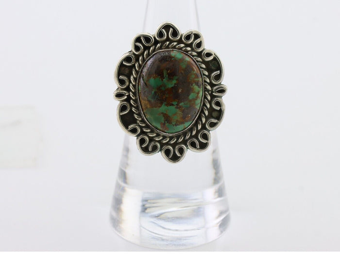Navajo Ring 925 Silver Natural Turquoise Artist Signed M Size 6.25 C.80's