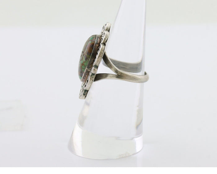 Navajo Ring 925 Silver Natural Turquoise Artist Signed M Size 6.25 C.80's