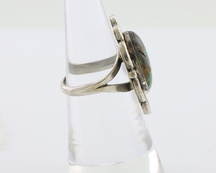 Navajo Ring 925 Silver Natural Turquoise Artist Signed M Size 6.25 C.80's