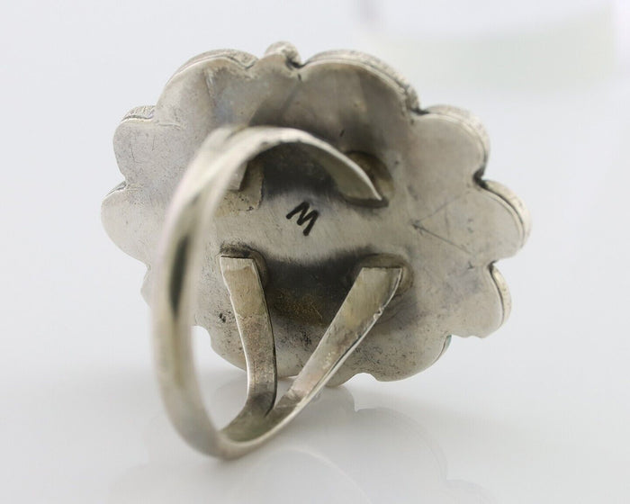 Navajo Ring 925 Silver Natural Turquoise Artist Signed M Size 6.25 C.80's