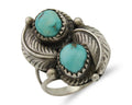 Navajo Ring 925 Silver Natural Turquoise Artist Signed MC C.80's Size 7.5