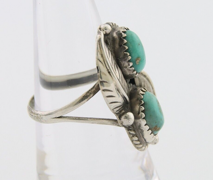 Navajo Ring 925 Silver Natural Turquoise Artist Signed MC C.80's Size 7.5