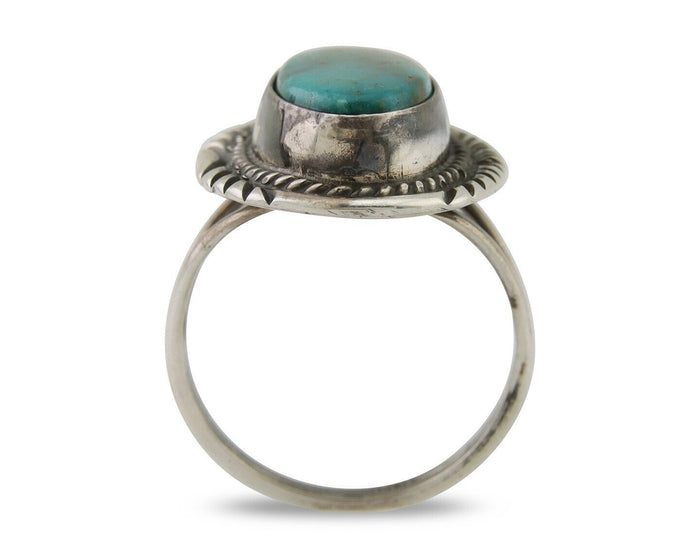 Navajo Ring 925 Silver Natural Turquoise Artist Signed Mike Begay C.80's