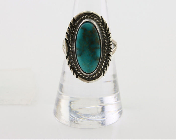 Navajo Ring 925 Silver Natural Turquoise Artist Signed Mike Begay C.80's