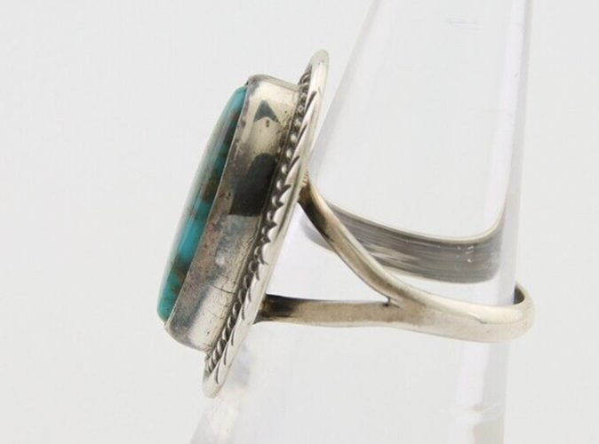 Navajo Ring 925 Silver Natural Turquoise Artist Signed Mike Begay C.80's