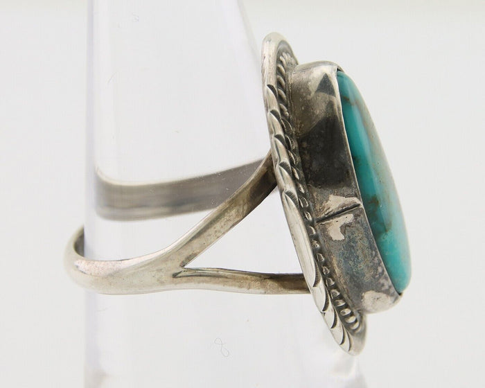 Navajo Ring 925 Silver Natural Turquoise Artist Signed Mike Begay C.80's