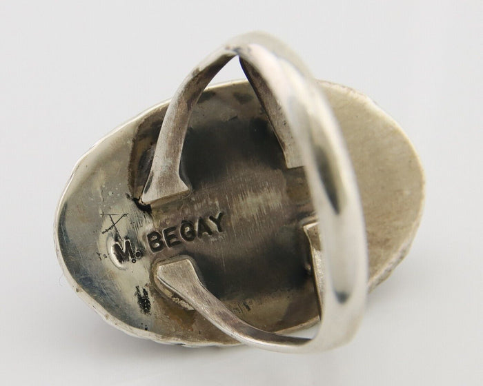 Navajo Ring 925 Silver Natural Turquoise Artist Signed Mike Begay C.80's