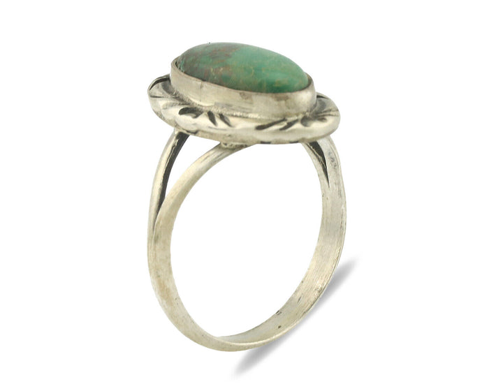 Navajo Ring .925 Silver Natural Turquoise Artist Signed Native American C.80's