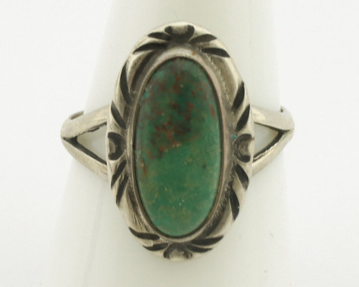 Navajo Ring .925 Silver Natural Turquoise Artist Signed Native American C.80's