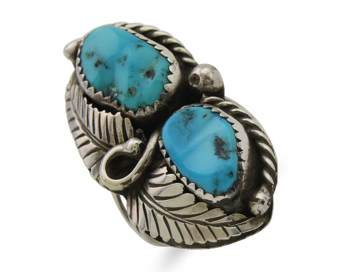 Navajo Ring 925 Silver Natural Turquoise Artist Signed Rob T Kelly C.80's