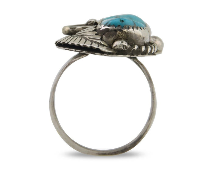 Navajo Ring 925 Silver Natural Turquoise Artist Signed Rob T Kelly C.80's