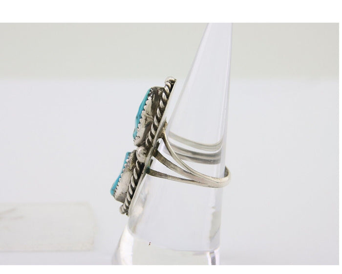 Navajo Ring 925 Silver Natural Turquoise Artist Signed Rob T Kelly C.80's