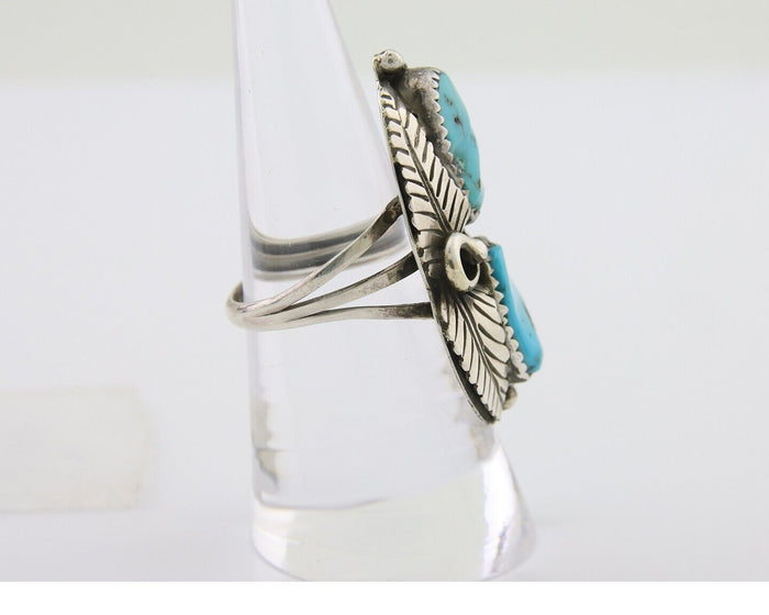 Navajo Ring 925 Silver Natural Turquoise Artist Signed Rob T Kelly C.80's