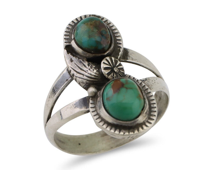 Navajo Ring 925 Silver Natural Turquoise Artist Signed Tom Willeto C.80's