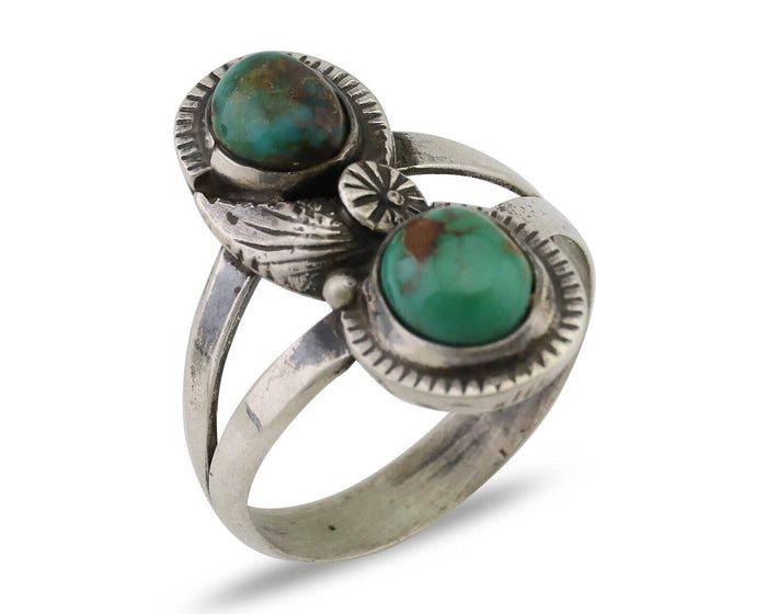 Navajo Ring 925 Silver Natural Turquoise Artist Signed Tom Willeto C.80's