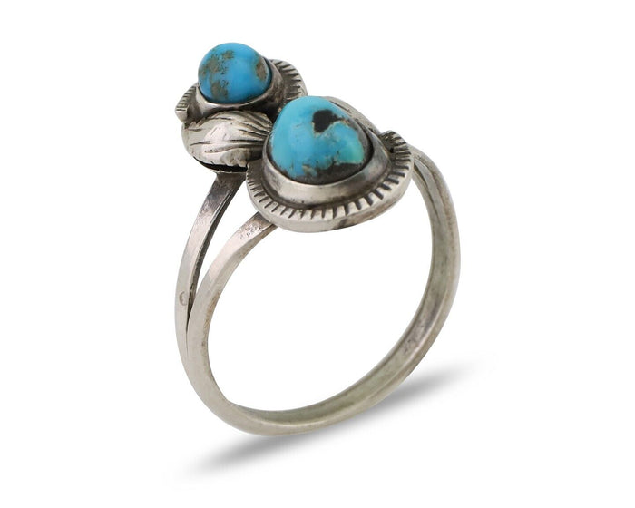 Navajo Ring 925 Silver Natural Turquoise Artist Signed Tom Willeto C.80's