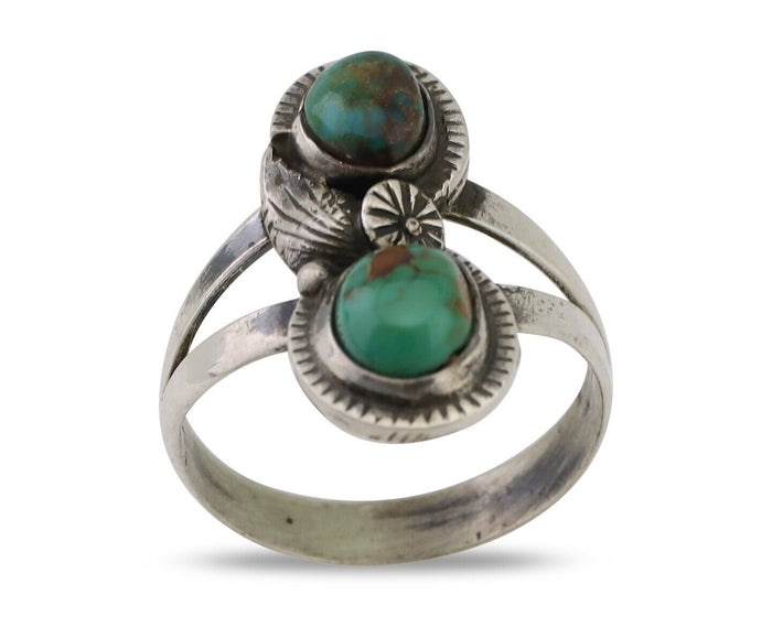 Navajo Ring 925 Silver Natural Turquoise Artist Signed Tom Willeto C.80's