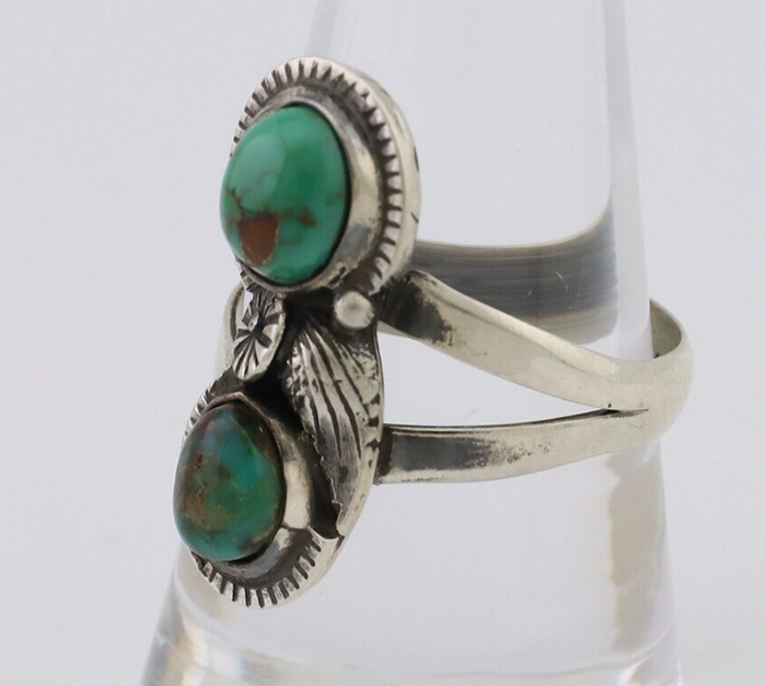 Navajo Ring 925 Silver Natural Turquoise Artist Signed Tom Willeto C.80's