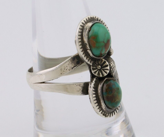 Navajo Ring 925 Silver Natural Turquoise Artist Signed Tom Willeto C.80's